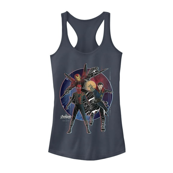 Junior's Marvel Avengers: Infinity War Spider-Man Circle  Racerback Tank Top Indigo Medium