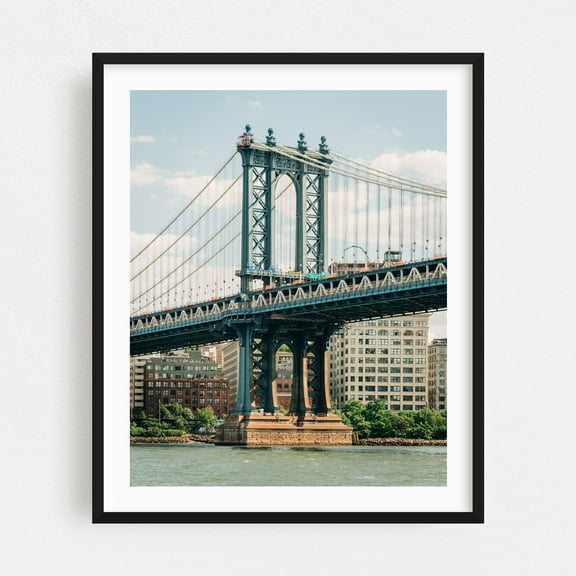 Manhattan Bridge from Fidi - Manhattan New York Photography Black Framed Wall Art Print 16 x 20 inches