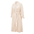 thumbnail image 6 of Gifts for Mom Cotton Robes for Women Fuzzy Women's Nightgowns & Sleepshirts Oversize Length Women's Sleepwear House Womens Robe Beige, 6 of 9