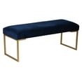 thumbnail image 2 of Cortesi Home Claymore Large Ottoman Bench with Painted Gold Legs, Blue Velvet, 2 of 4
