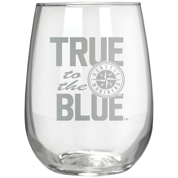 Seattle Mariners Etched 17oz. Rally Cry Stemless Wine Glass