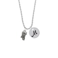 thumbnail image 2 of Delight Jewelry Silvertone Horn Toad Silvertone Script Initial Disc - M - Charm Necklace, 20"+3", 2 of 4