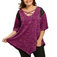 thumbnail image 2 of Azrian Fashion Womens Plus Size Flare Lace Asymmetrical Splicing Tunic T-Shirt tops, 2 of 5