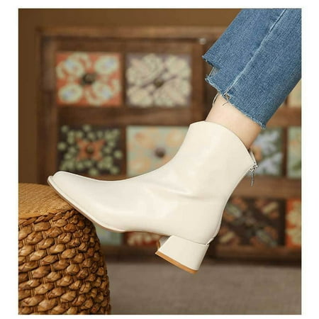 

Ovzne Boots For Women Rain Boots For Women Women s Autumn And Winter Short Boots Low Tube Thick Heel High Heel Ankle Boots Clearance