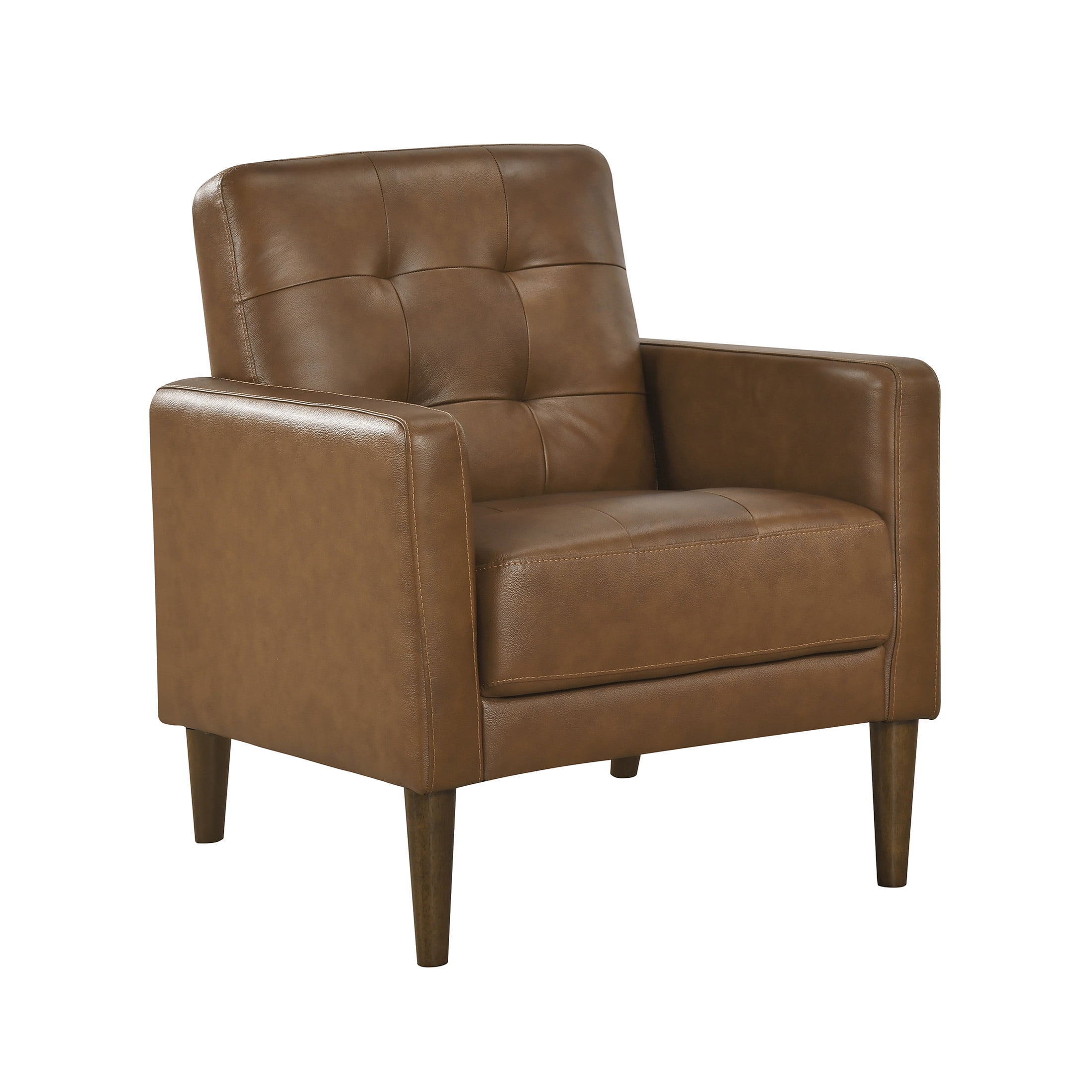 OakvillePark Noma Contemporary Tufted Leather Match Accent Chair, Camel