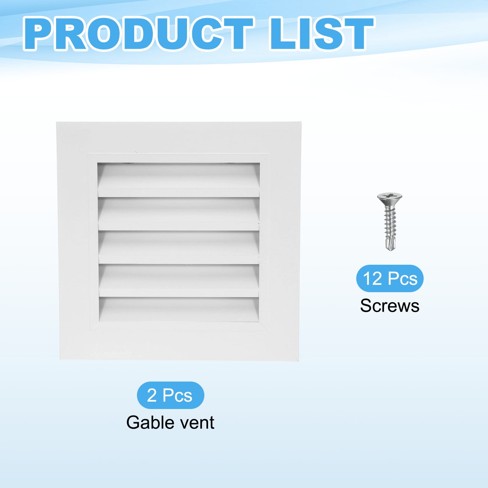 Uxcell 10x10 Inch Gable Vent, 2PCS Aluminum Alloy Wall Shed Vents with Strainer, White