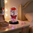 thumbnail image 5 of Preserved Roses in Glass Dome 4.53x9.06 Inch Artificial Glowing Rose with Butterflies Romantic Valentines Roses for Anniversary, Birthday, Valentine’s Day(1pcs, Red), 5 of 7