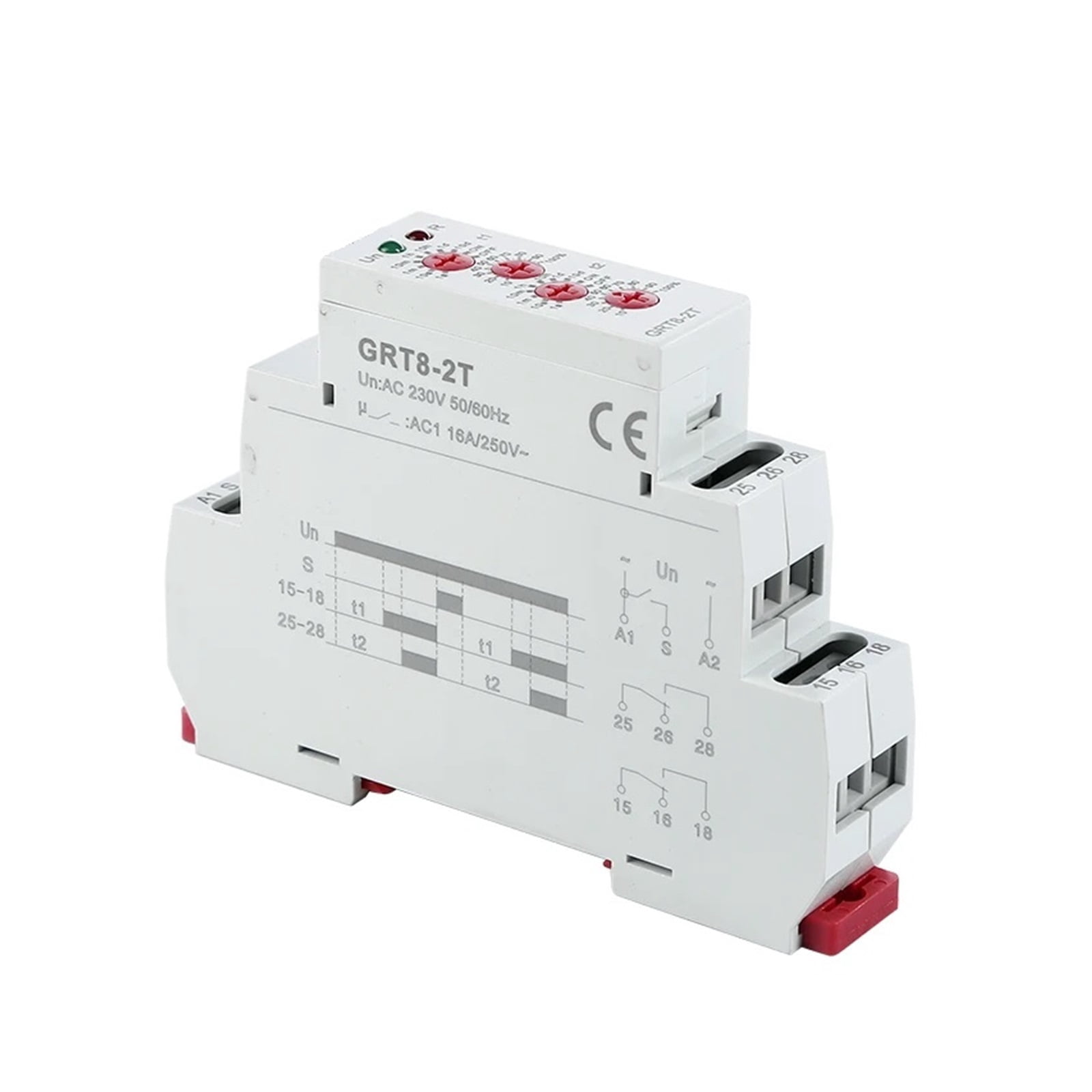 EJYWPSWD GRT8-2T Double Delay on Timer Relay AC230V OR AC/DC12V-240V DPDT Din Rail Type Time Delay Relay