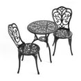 thumbnail image 3 of Gzxs 3-Piece Outdoor Cast Aluminum Bistro Set – Rust-Resistant Patio Furniture with Round Table and 2 Armless Chairs, Weatherproof Garden Set for Balcony, Porch, or Backyard (Black), 3 of 8