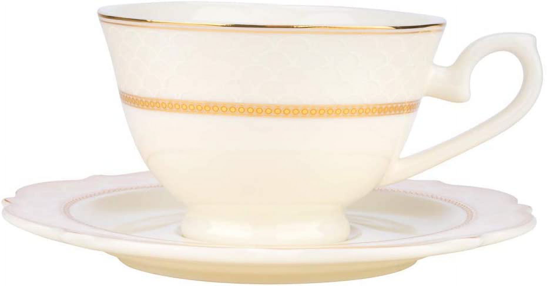 Joseph Seigh, Bone Porcelain Dinnerware Set w/Scalloped Curved Rim, Elegant Dinner Set, Dinner Plates, Soup Plates, Flat Plates, Tea Cups, Saucers, Set of - image 2 of 5