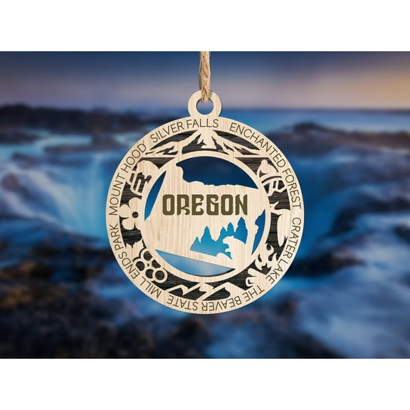 The Cabin Woodworker - Baltic Birch Wood - Oregon State Ornament - Solid Backing