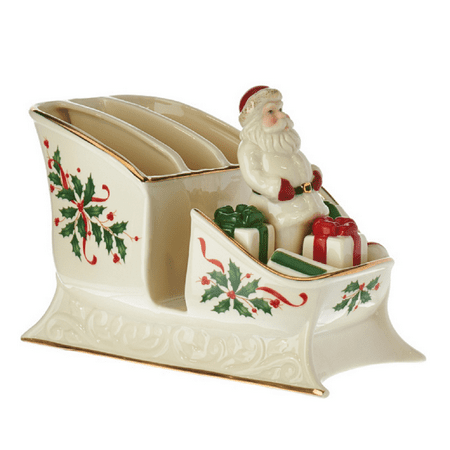 Lenox Holiday Gems - Lenox Holiday Christmas Santa Sleigh Caddy Centerpiece with Salt & Pepper Shaker