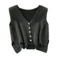 thumbnail image 4 of Chaleco tipo suéter para mujer, cuello en V, jerséis cómodos y modernos, camisetas sin mangas, chaleco sin mangas Gris, 4 of 8