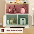 thumbnail image 3 of EDTara Microwave Stand In Farmhouse Design, Equipped With Power Outlet, Usb Ports, Thickened Countertop, Storage Cabinet, and Open Shelves for Kitchen Appliances and Organization, 3 of 8