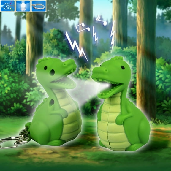 Naierhg Creative LED Light Sound Dinosaur Keychain Pendant Decor Key Ring Ornament