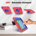thumbnail image 5 of ELEHOLD for iPad mini 6th Generation Rugged Case, Shockproof Heavy Duty Protective Cover with Handle Strap & Pencil Holder & Kickstand & Shoulder Strap for iPad mini 6 (2021) - Red Blue, 5 of 8