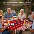 thumbnail image 3 of Round Outdoor Tablecloth with Umbrella Hole and Zipper, Red Striped Tablecloth with Elastic Waterproof, Modern Minimalist Gradient Lines Country Patio Table Covers for 31" - 35" Picnic Pool Tables, 3 of 9