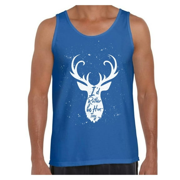 Awkward Styles I'd Rather be Hunting Men's Tank Top Deer Hunting T-Shirt I Would Rather be Hunting Tank Top for Boyfriend Hunting Lovers Gifts Hunter Tank Top for Dad I Love Hunting Shirt for Men