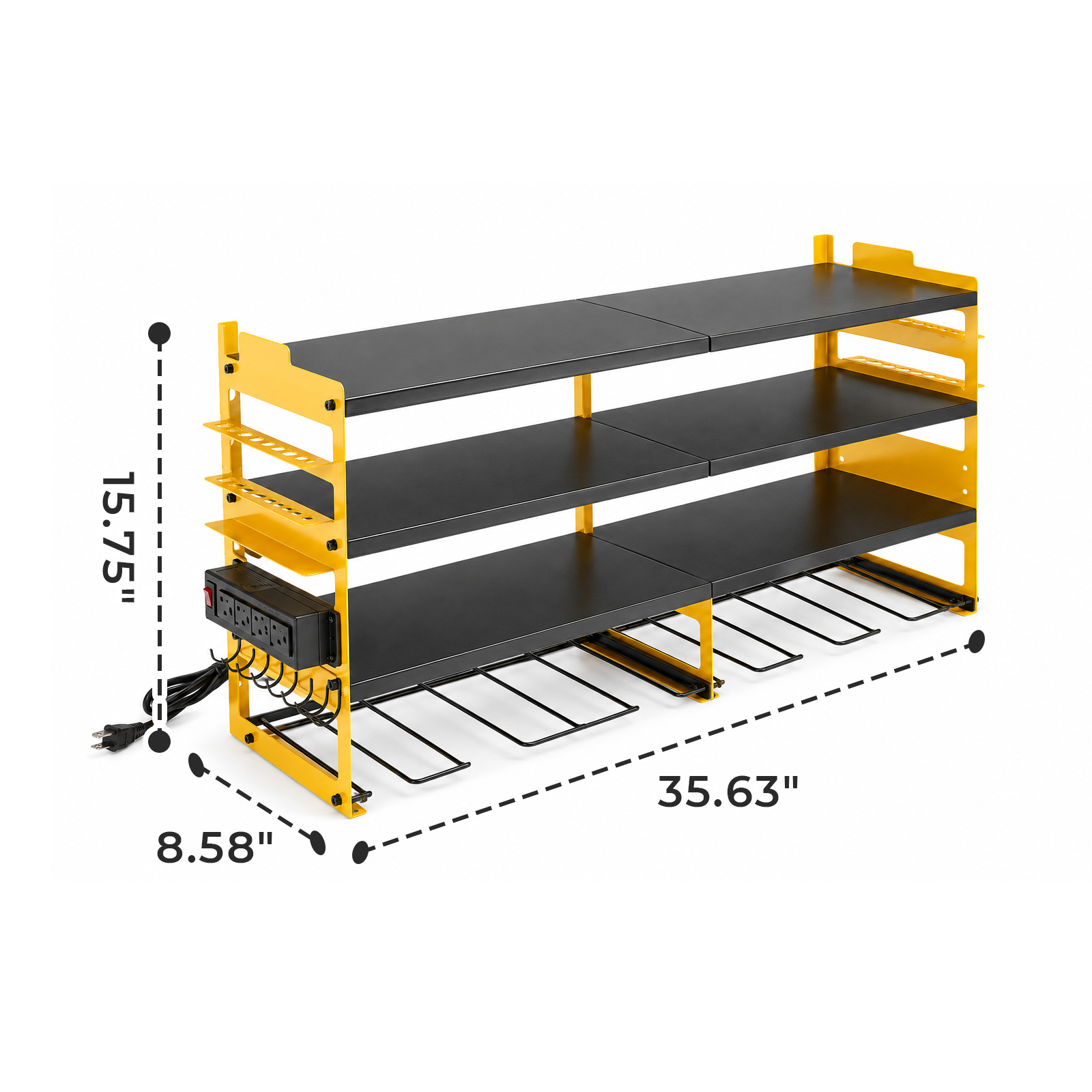 Alvantor 4-Tier Electric Tool Storage Rack with Charging Station, Power Tool Organizer with Screwdriver/Hammer/Air Tool Rack