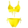 thumbnail image 5 of Women's Triangle Bikini Set Tie Front Top Two Side Tie High Waist Bottom Two Piece Swimsuit For Beach(Yellow,S), 5 of 6