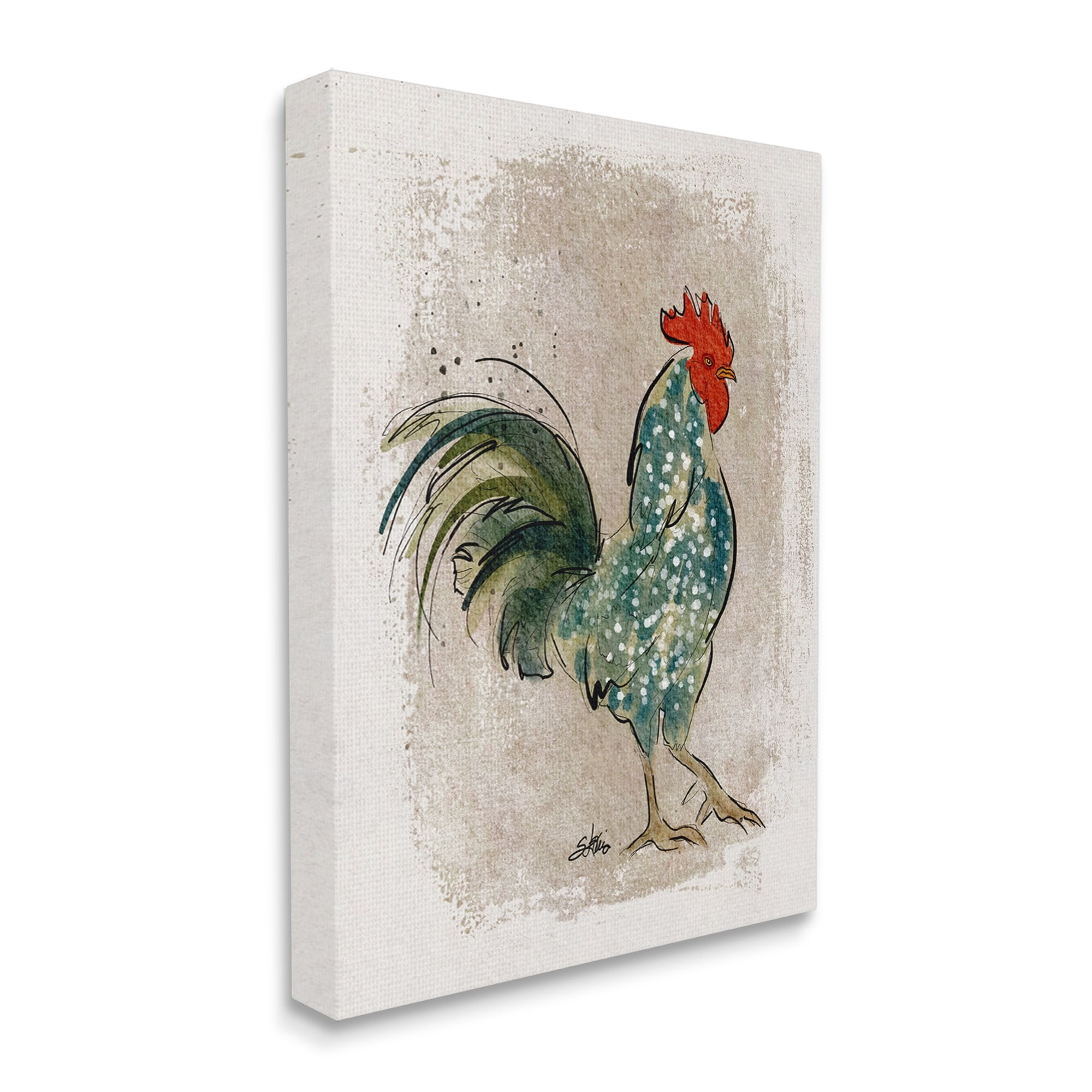 Stupell Speckled Hen Country Bird Animals & Insects Painting Gallery Wrapped Canvas Print Wall Art