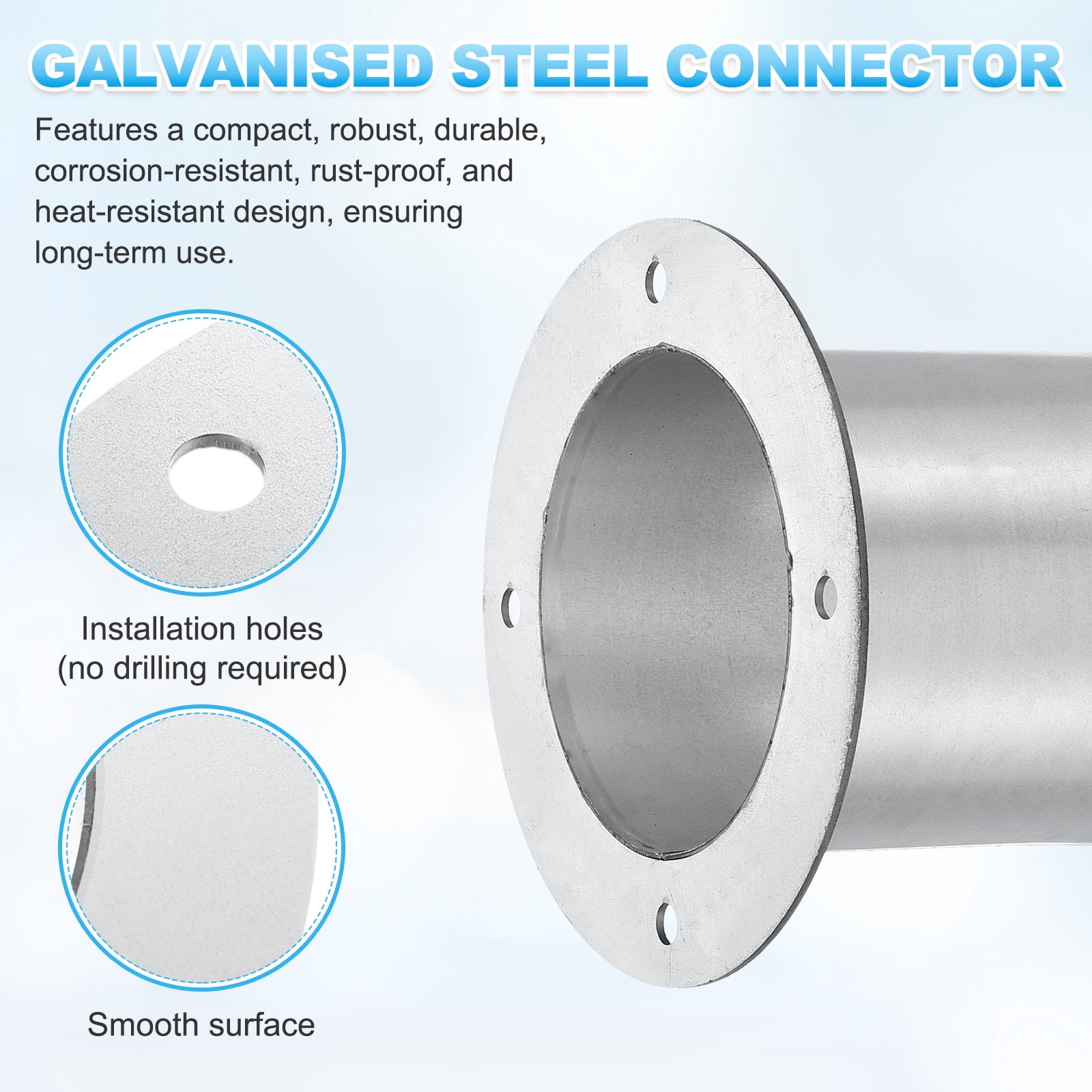 Uxcell Duct Connector Flange (3.9", Silver) -  Galvanised Steel Round Dust Collection Fittings Dryer Vent Exhaust Pipe Hose Flange, Fits Heating Cooling Ventilation HVAC System