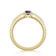 thumbnail image 2 of ANGARA Natural 0.45 Ct. Amethyst with Diamond Side Stones Ring in 14K Yellow Gold for Women (Ring Size: 11), 2 of 8