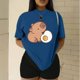 thumbnail image 3 of Playera Blusa De Capybara Comiendo Un Huevo Estrellado Capibara Ropa Para Mujer Divertida Color Azul Talla Chica Marca Emil SaEs, 3 of 4