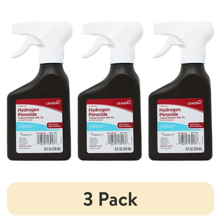 (3 pack) Leader Hydrogen Peroxide First Aid Antiseptic Topical Solution USP, 3% Spray Bottle 8 fl oz