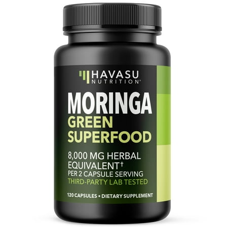 Moringa Capsules 800mg - 10:1 Moringa Leaf Extract for Antioxidant Support - Green Superfood Capsules - Multivitamin Moringa Supplement - 120 Count - Vegan, Non-GMO, Gluten Free - 60 Servings