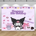 thumbnail image 3 of Fondo con temática de Kuromi, Hello Kitty, niña, fiesta de primer cumpleaños, baby shower, fondo para fotografía, estudio fotográfico, pancarta decorativa, 3 of 4