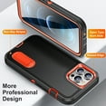 thumbnail image 2 of for iPhone 12 Pro Max Case Kickstand Durable 3-Layer Military Grade Protective Cover Hybrid Silicone Heavy Duty Rugged Shockproof Screen Lip Raised Protection for iPhone 12 Pro Max,
Black+Orange, 2 of 8