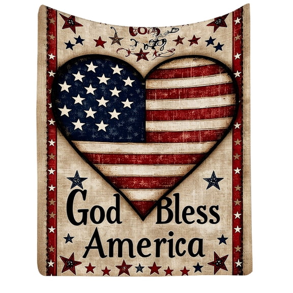 Fareti Patriotic Throw Blanket 4th of July Throw Blanket for Couch Bed Soft Fuzzy Fleece Blankets Stars and Stripes Red White Blue American Flag Veteran Blanket