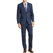 Nautica Mens Modern-Fit Bi-Stretch Suit 44 Regular Blue Plaid Pants 38 Waist