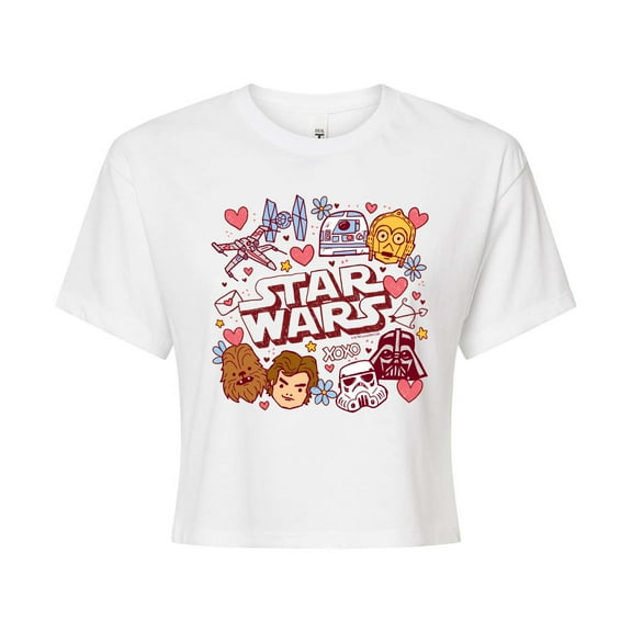 Star Wars - Valentine Logo Scribbly - Juniors Cropped Graphic T-Shirt