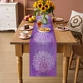 thumbnail image 2 of Boho Floral Table Runner - 70 Inch Long Purple Flowers Vintage Bohemian Watercolor Cotton and Linen Blended Dress Scarves Farmhouse Table Runner for Kitchen Dining, Coffee Table, 13" x 70", 2 of 8