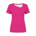 thumbnail image 5 of Yrmaups Loose Fit Short Sleeve T Shirt for Women, Casual Crewneck Top, Soft Stretch Tee for Travel Office Home Daily Wear, Hot Pink M, 5 of 5