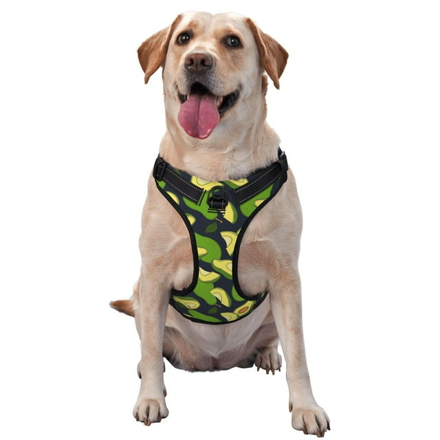 Cauagu Fresh Avocado Pattern Reflective Dog Harness, No-Pull Adjustable Dog Vest Pet Walking Vest No-Choke Pet Vest for Small, Medium & Large Dogs -Small
