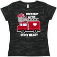 thumbnail image 3 of Inktastic Valentine Fire Truck White and Pink Hearts Women's T-Shirt, 3 of 5