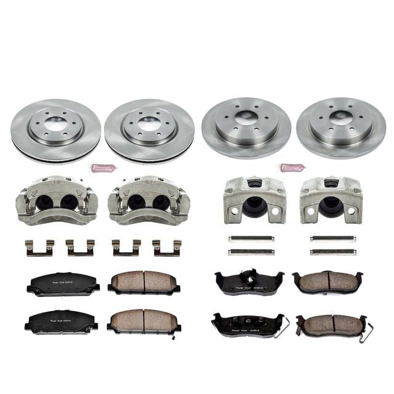 PowerStop Front and Rear Stock Replacement Brake Pad and Rotor Kit with Calipers Fits: INFINITI NISSAN Select Models KCOE2804