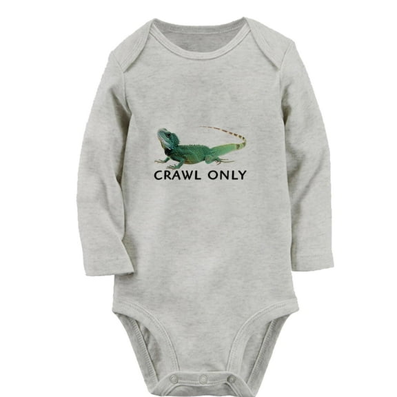 iDzn Crawl Only Funny Rompers, Newborn Baby Unisex Bodysuits, Infant Animal Lizard Graphic Jumpsuits, Toddler Kids Long Sleeve Oufits (Gray, 6-12 Months)