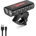 thumbnail image 1 of Luz para bicicleta, potente 2400 lúmenes, 4400 mAh, luz delantera para bicicleta, lámpara de faro LED recargable por USB, 4 modos de luz, resistente al agua IP65 para acampar, 1 of 5