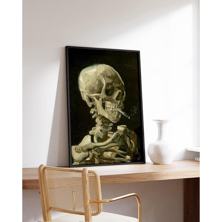 HAUS AND HUES Van Gogh Skeleton Cigarette Poster Van Gogh Skull with  Cigarette Van Gogh Vincent Van Gogh Skull with Cigarette Skeleton Wall  Decor (Unframed, 24x36)