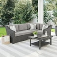 thumbnail image 3 of Martha Stewart Indoor-Outdoor Modular Patio 4-Seat Sectional Sofa in Gray Rattan Wicker with Gray All-Weather Cushions, 3 of 11