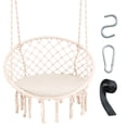thumbnail image 1 of Gymax Hammock Swing Chair with Cushion Hanging Hardware Kit Indoor Outdoor Beige, 1 of 10