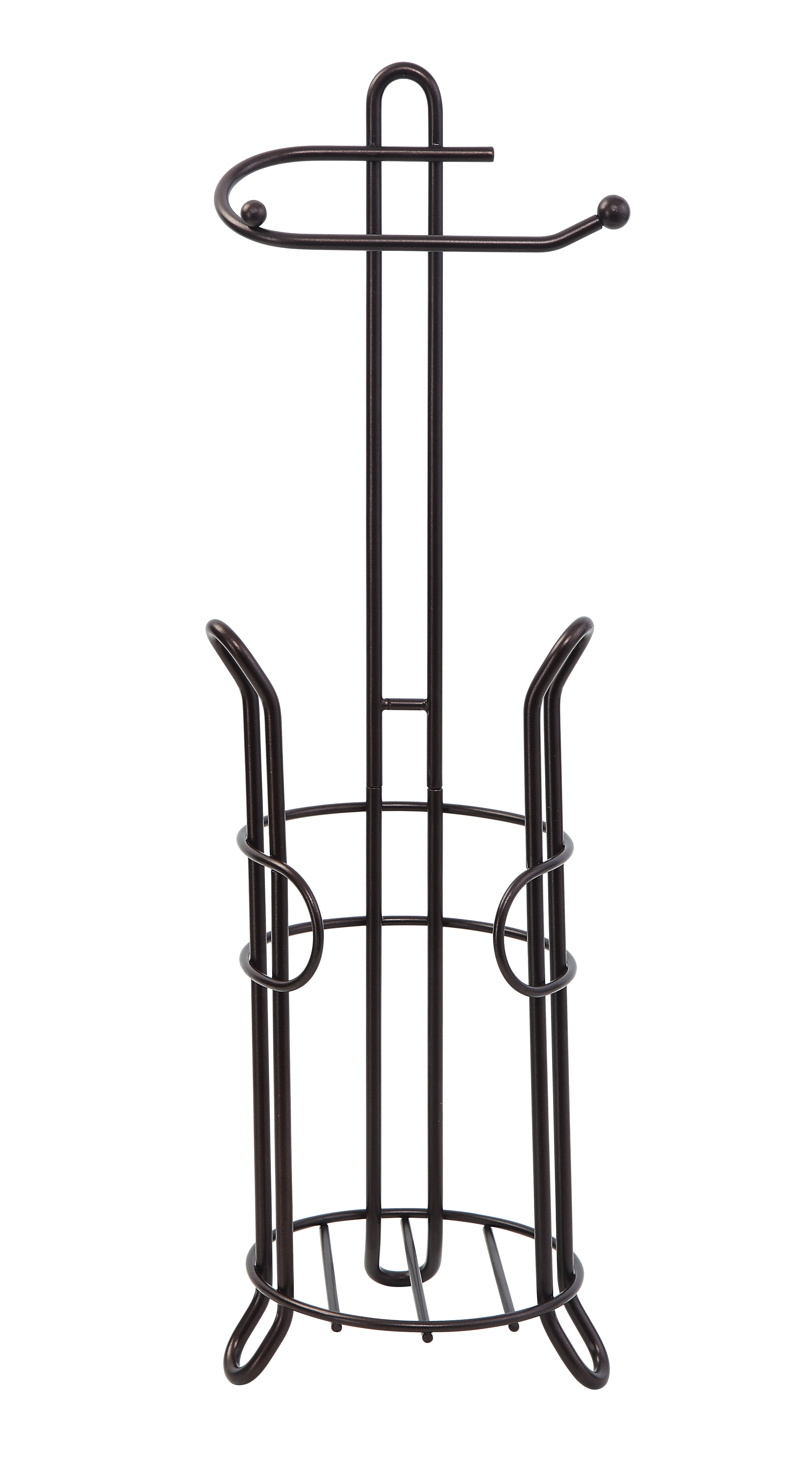 SunnyPoint Freestanding Toilet Paper Holder Stand with Storage – Holds 3 Spare Rolls, Sturdy Steel Construction, Oil Bronze Finish, for Bathroom & Restroom