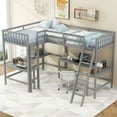 thumbnail image 3 of Euroco Twin Size L-Shaped Loft Bed with Built-in Desks,2-in-1 Loft Bed for Kids Teens Adults, Gray, 3 of 14
