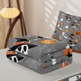 thumbnail image 5 of Homewish Spooky Halloween Themed Zipper Twin Comforter Sets with Fitted Sheet and 2 Pillowcases,Witch Hat Skull Pumpkin Candy Pattern Zipper Bedding Set,Gray Black,Light Gray Reversible,4 Pieces, 5 of 7