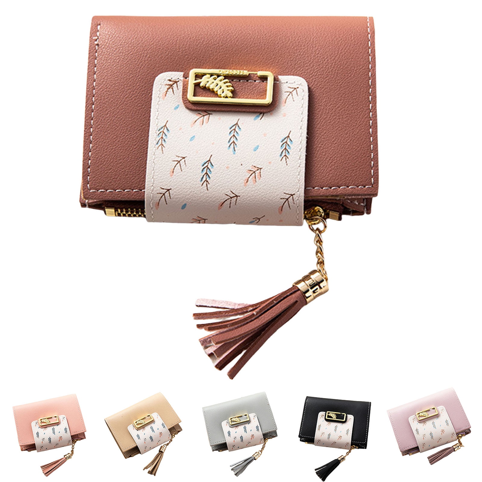 harmtty Fashion Women Solid Color Trifold Short Wallet Cash Card Holder  Coin Purse Bag,Light Gray
