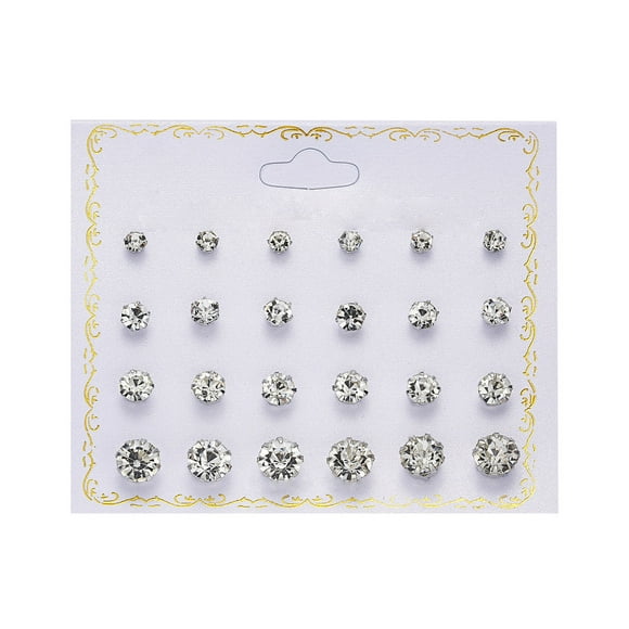 WREESH Nouvelles Boucles d'Oreilles en Zircon de Carte de Papier Tout-Match 12 Paires de Boucles d'Oreilles de Carte de Perle Femelle